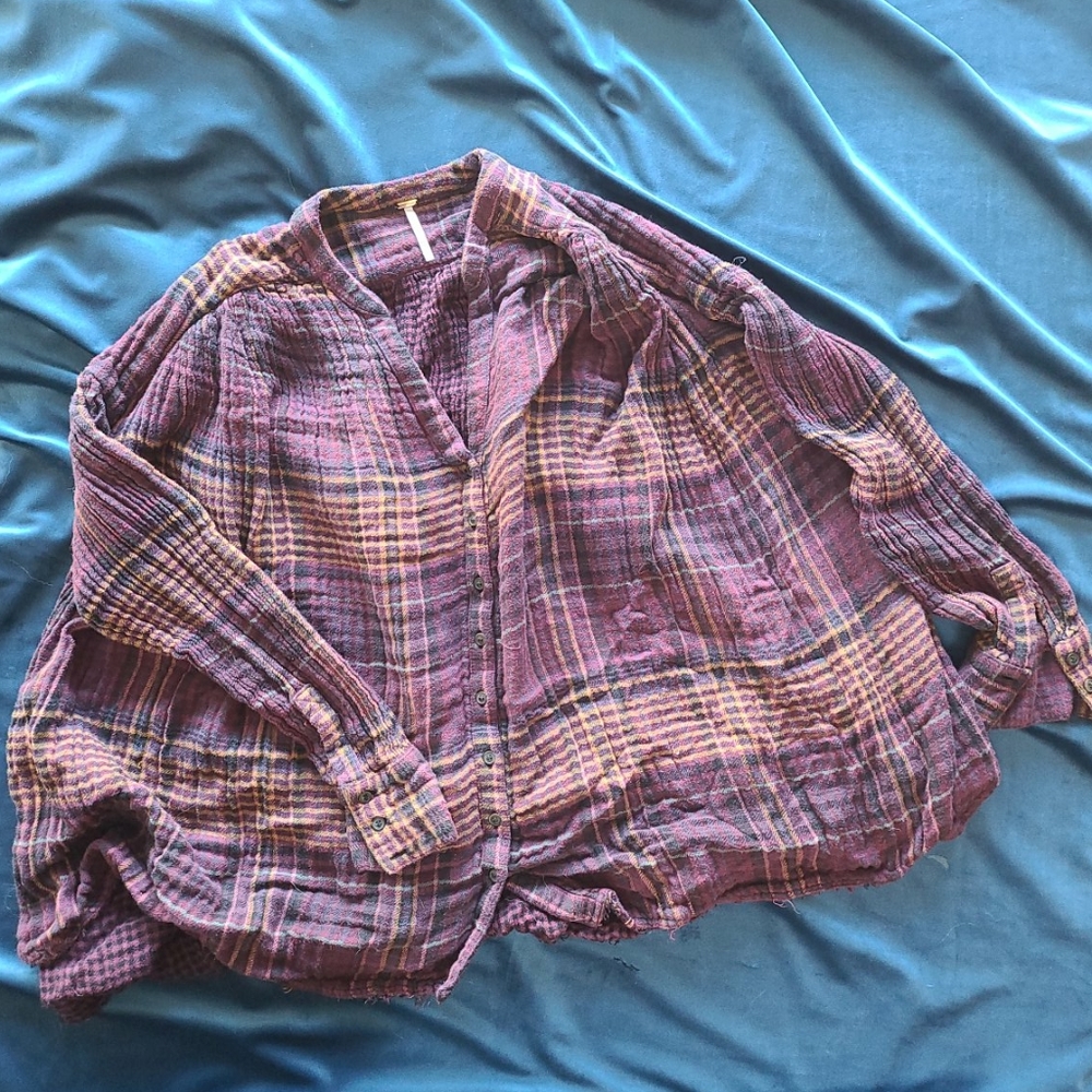 Free People button down plaid shirt